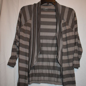 Loft open cardigan - olive stripe